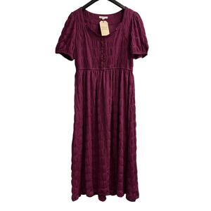 Frye And Co‎ Dress Womens L Purple Gauzy Maxi Ruffle Open Knit Crochet Western